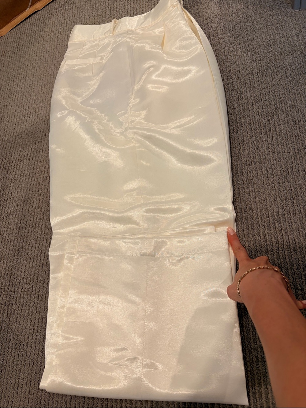 The Frankie Shop Satin Wide-Leg Trousers - Ivory - Picture 4 of 5